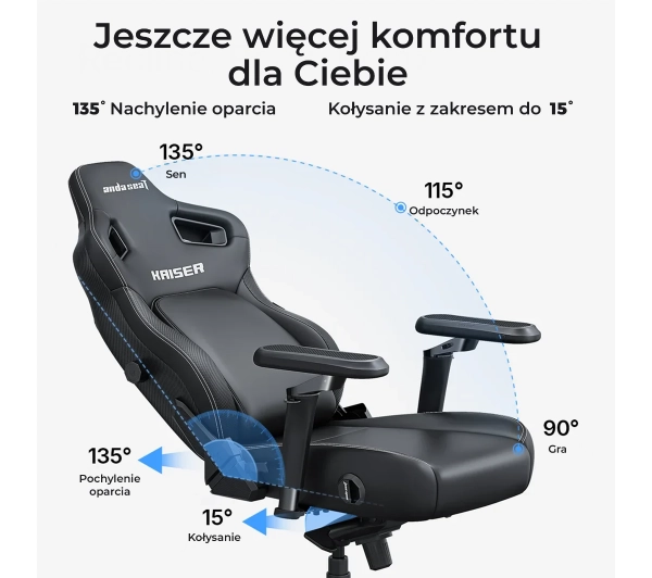 Anda Seat Kaiser 4 V2 XL Gamingowy do 150kg Skóra ECO Czarny - Kup na Raty - RRSO 0%