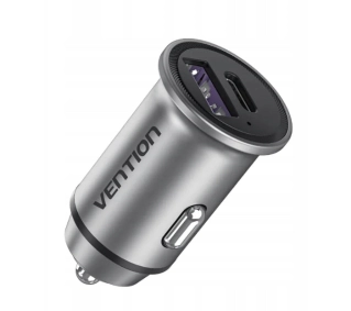 Vention 12-24V USB-A USB-C 30W PD Szary