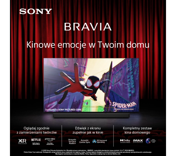 Sony BRAVIA 8A K-77XR8A 77" 4K OLED 120Hz Google TV Dolby Vision Dolby Atmos DTS-X HDMI 2.1 + Soundbar Theater Bar 6 - Kup na Raty - RRSO 0%