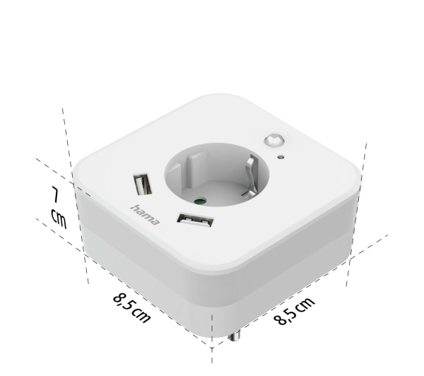 Hama Nocna LED Z Gniazdkiem 2xUSB