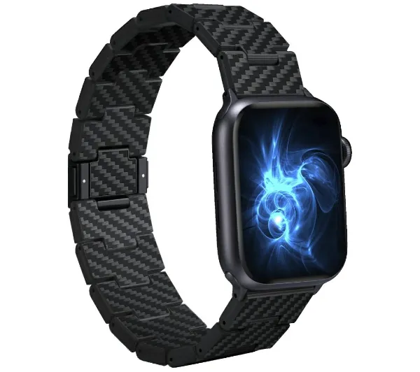 Pitaka Carbon Fiber Retro do Apple Watch 1/2/3/4/5/6/7/8/9/10/11/SE/SE 3/Ultra/Ultra 2/Ultra 3 Czarno szary