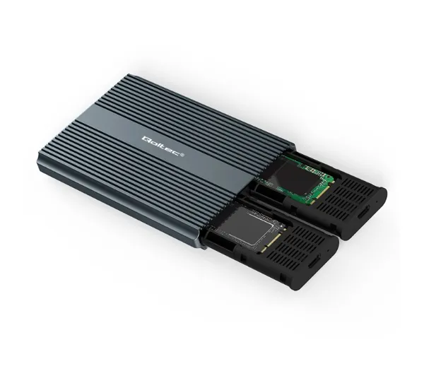 Qoltec 52273 M.2 SSD SATA NVMe USB-C Szary