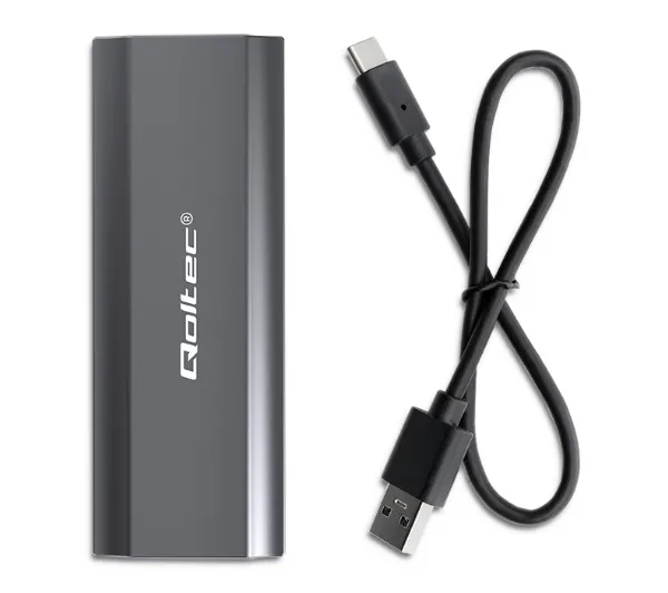 Qoltec 52271 M.2 SSD SATA NVMe USB-C Szary