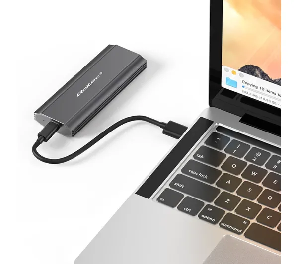 Qoltec 52271 M.2 SSD SATA NVMe USB-C Szary