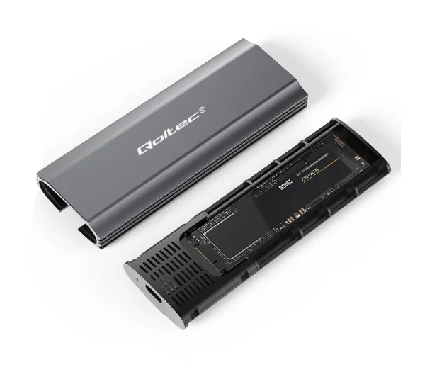 Qoltec 52271 M.2 SSD SATA NVMe USB-C Szary
