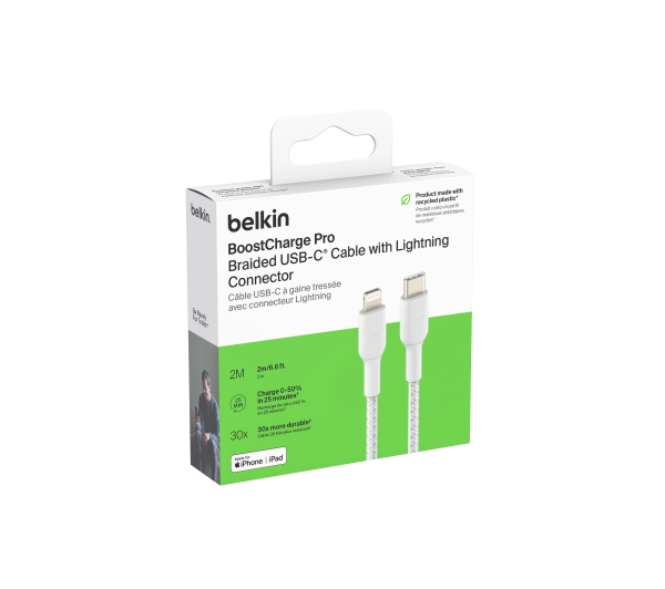 Belkin BoostCharge USB-C do Lightning 2m Biały