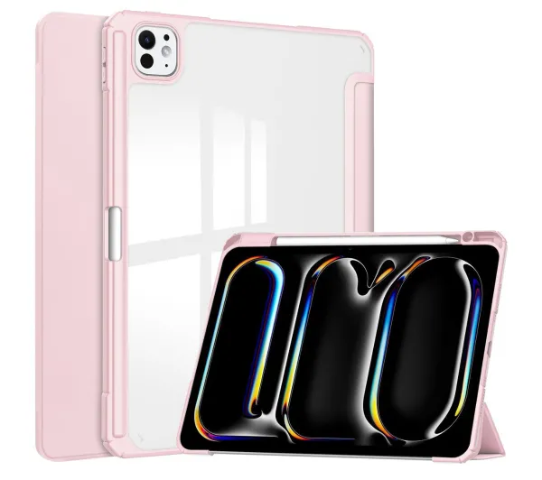 Bizon Case Tab Clear Matt z klapką do iPad Pro 11" 2025 / 2024 Różowy