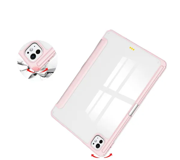Bizon Case Tab Clear Matt z klapką do iPad Pro 11" 2025 / 2024 Różowy