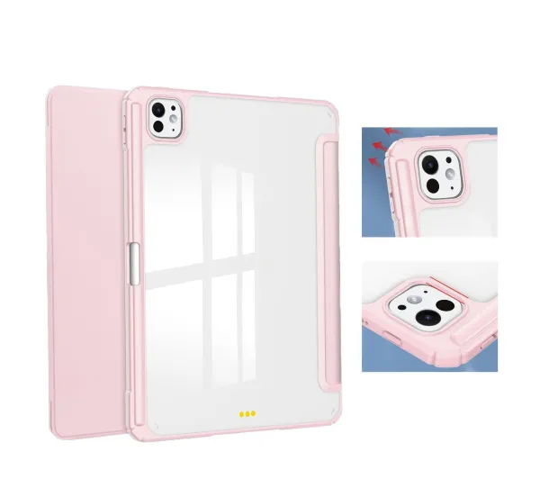 Bizon Case Tab Clear Matt z klapką do iPad Pro 11" 2025 / 2024 Różowy