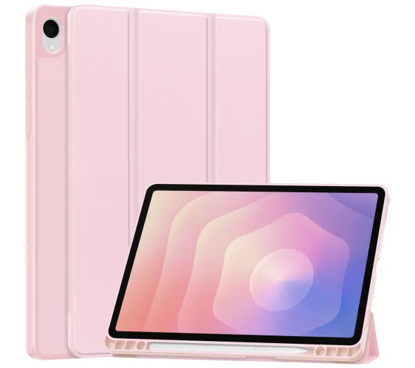 Bizon Case Tab Lizard z klapką do Samsung Galaxy Tab S11 Różowy