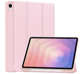 Bizon Case Tab Lizard z klapką do Samsung Galaxy Tab S11 Różowy