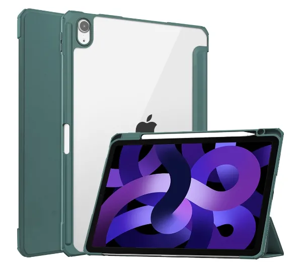 Bizon Case Tab Clear Matt z klapką do iPad Air 6 / Air 5 / Air 4 / iPad Pro 11 2018 Ciemnozielony