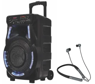 Manta SPK5033 40W Bluetooth Radio FM Mikrofon Karaoke Czarny + Słuchawki MNH02 - ⚡ EURO HIT CENOWY! ⚡ - Kup na Raty - RRSO 0%