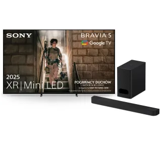 Sony BRAVIA 5 K-75XR55 75" 4K Mini LED 120Hz Google TV Dolby Vision Dolby Atmos HDMI 2.1 DVB-T2 + Soundbar Sony HT-BD60 - Kup na Raty - RRSO 0%