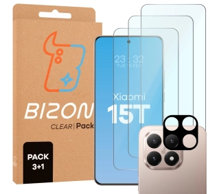 Bizon 3x szkło hartowane + szybka na aparat Glass Clear Pack do Xiaomi 15T