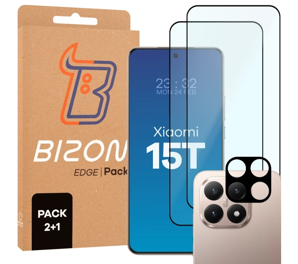 Bizon 2x Szkło + szybka na aparat Edge Pack do Xiaomi 15T