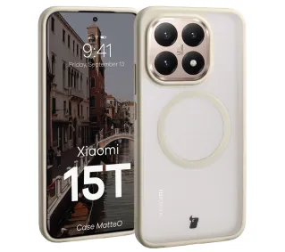 Bizon MatteO do Xiaomi 15T Półprzezroczyste z beżową ramką