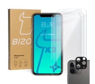 Bizon 3x Szkło hartowane + szybka na aparat Glass Clear Pack do iPhone 11 Pro
