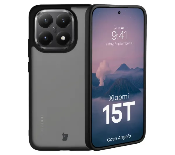 Bizon Angelo do Xiaomi 15T Przydymione z czarną ramką