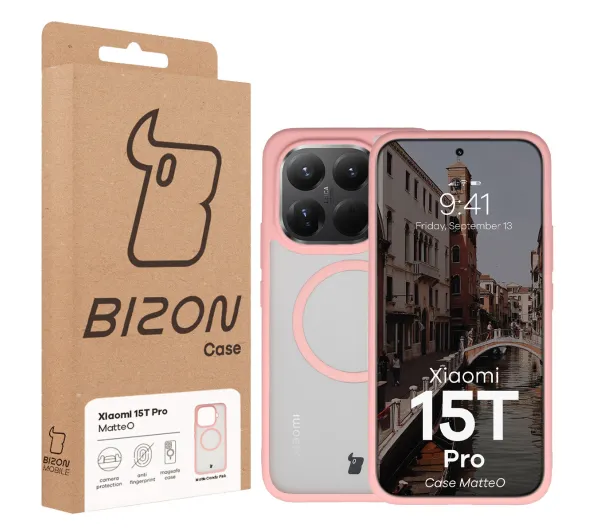 Bizon MatteO do Xiaomi 15T Pro Półprzezroczyste z różową ramką