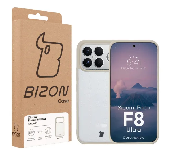 Bizon Angelo do Xiaomi POCO F8 Ultra Półprzeźroczyste z beżową ramką