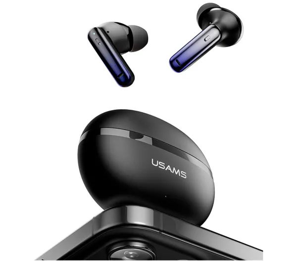 USAMS Echo E02 TWS ANC+ENC Dokanałowe Bluetooth 5.3 Czarny