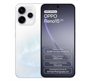 OPPO Reno15 5G 8/512GB 6,59" 120Hz 50Mpix Biały - Kup na Raty - RRSO 0%
