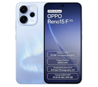 OPPO Reno15F 5G 8/256GB 6,57" 120Hz 50Mpix Niebieski - Kup na Raty - RRSO 0%