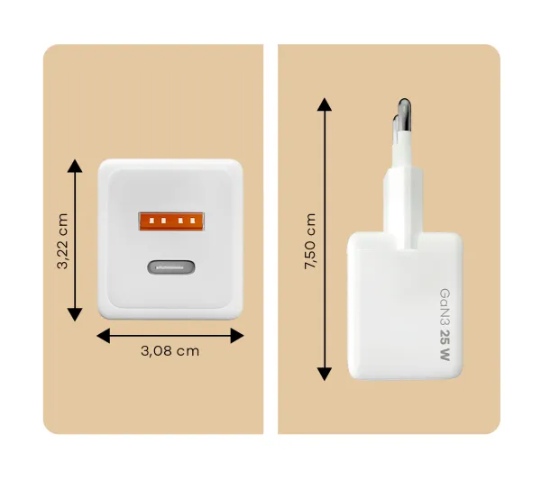 Bizon VT-25B GaN3 USB-C USB-A PD QC4.0 25W Biały