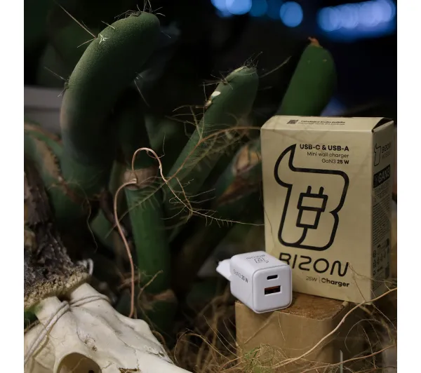 Bizon VT-25B GaN3 USB-C USB-A PD QC4.0 25W Biały