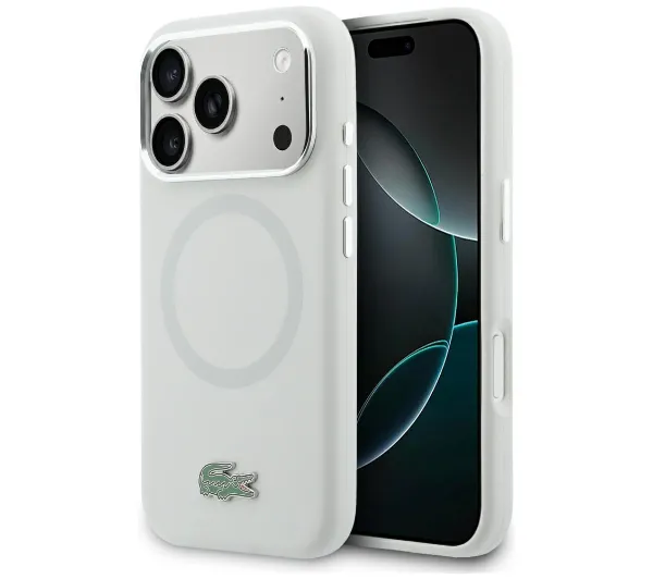 Lacoste HC Silicone Metal Logo MagSafe do iPhone 17 Pro Szary