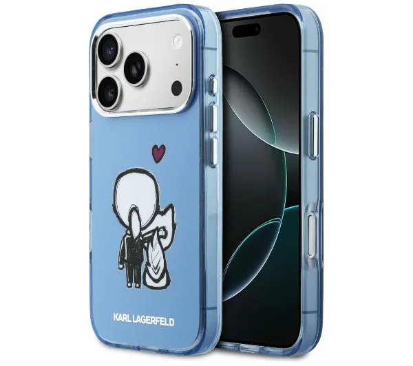 Karl Lagerfeld Karl & Choupette Back MagSafe do iPhone 17 Pro Niebieski