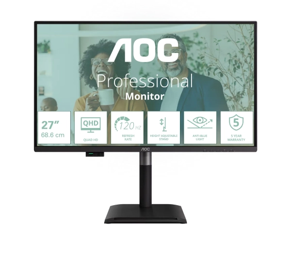 Monitor Aoc Q27P4CV 27” Ips Qhd 120Hz Hdmi 2xDP Hub RJ45 Głośniki