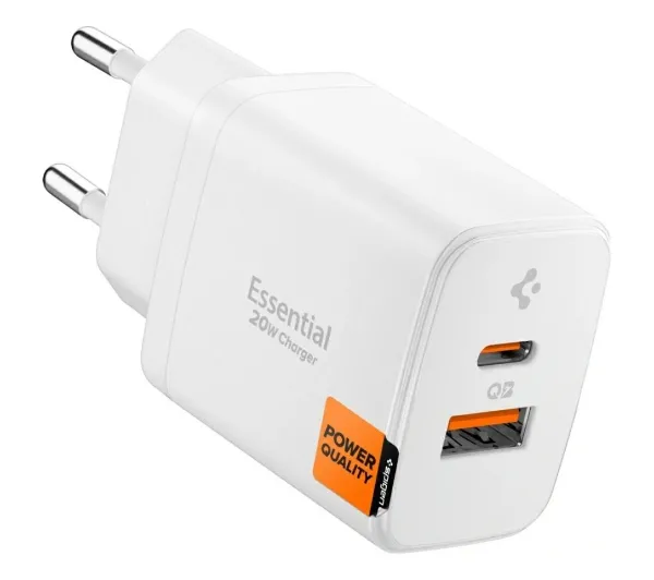 Spigen Essential EE202EU USB-C USB-A 20W Biały