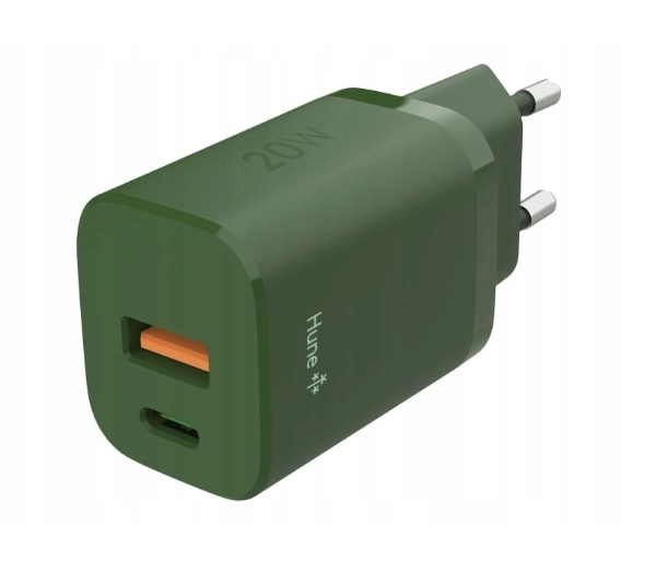 Hune Ładowarka sieciowa GaN 20W USB-C + USB-A Forest Green