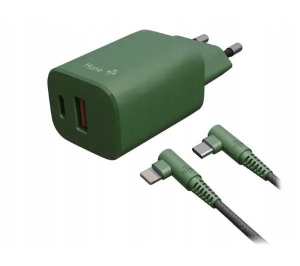 Hune Ładowarka sieciowa GaN 20W USB-C+USB-A + 1.2 m Lightning For