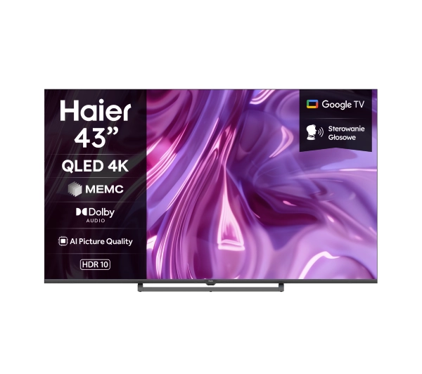 Haier H43S80GUX 43" QLED 4K 60Hz Google TV  Dolby Audio HDMI 2.1 DVB-T2