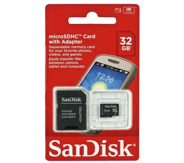 SANDISK microSDHC 32GB Class 4 + adapter SD