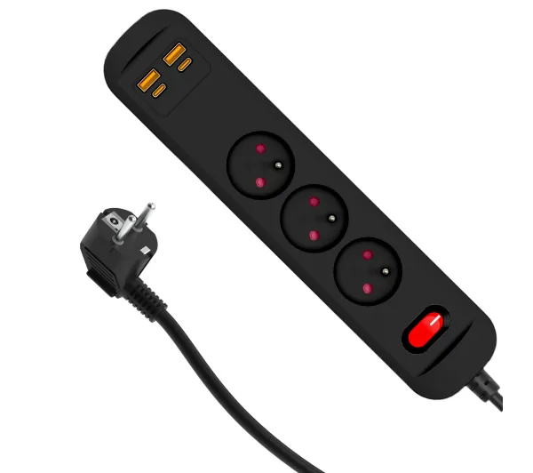 Duwi SQUALL 2x USB-A 2x USB-C 3 gniazda 1,4m Grafitowy