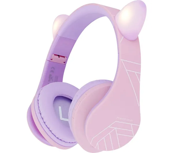 PowerLocus P2 Kids Kocie Uszy Nauszne Dla Dzieci Bluetooth 5.3  Fioletowo-różowy