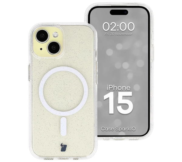 Bizon Case SparklO do iPhone 15 Przezroczyste z Brokatem