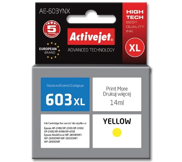 ActiveJet AE-603YNX (zamiennik 603XL) Żółty 14 ml