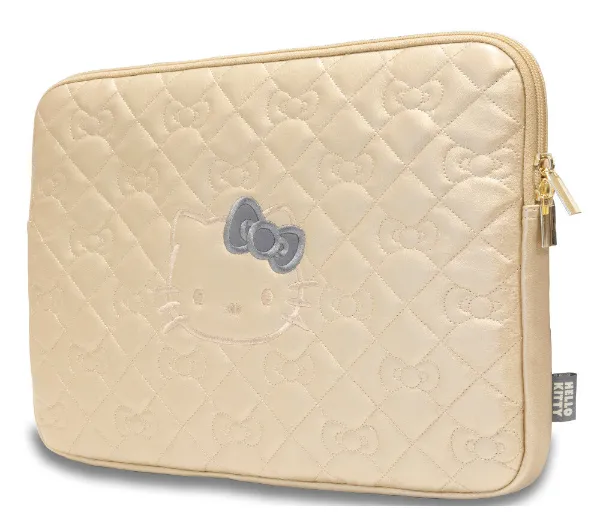 Hello Kitty Zip PU Quilted Bows 14" Złoty