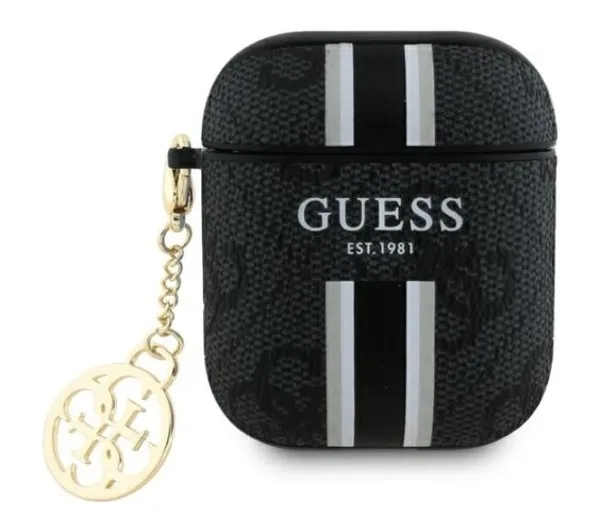 Guess 4G Printed Stripes Charm do Apple AirPods 1/2 Czarny