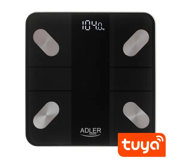 Adler Waga łazienkowa analityczna Smart aplikacja Tuya AD 8186B Czarna