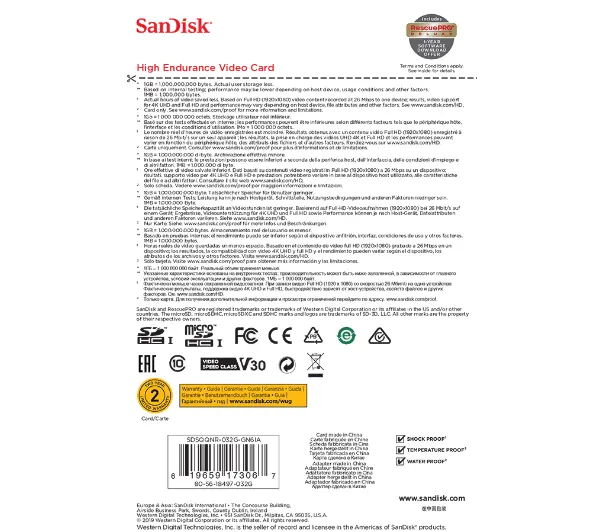 SANDISK High Endurance microSDHC 32GB V30