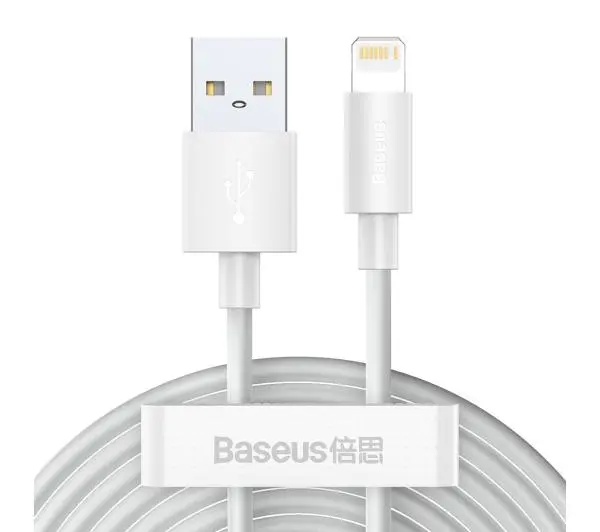 Baseus USB do Lightning Simple Wisdom 2 szt Biały