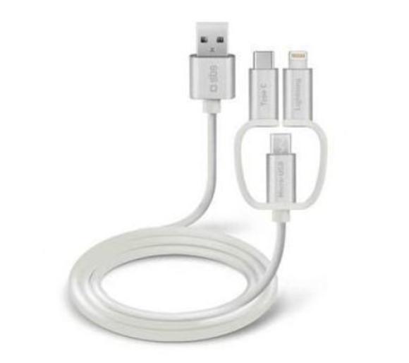 kabel SBS USB - micro-USB/Lightning/USB-C 1m (biały)
