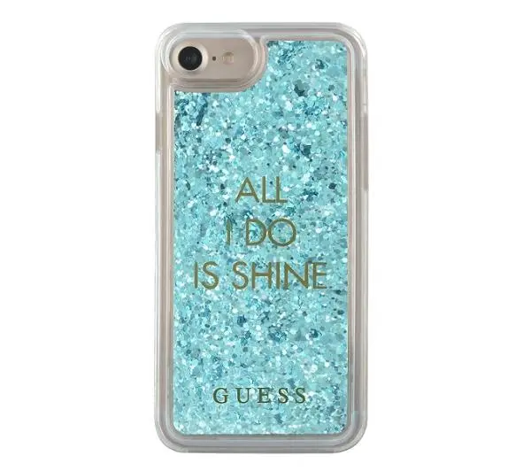 Guess Party Glitter Liquid GUHCP7GLUQBL do iPhone 7/8/SE2020 Niebieski