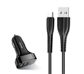 USAMS King Tu C13 2x USB kabel microUSB Czarny